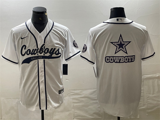 Men's Dallas Cowboys White Team Big Logo With Patch Cool Base Stitched Baseball Jersey Men's Dallas Cowboys White Team Big Logo With Patch Cool Base Stitched Baseball Jersey